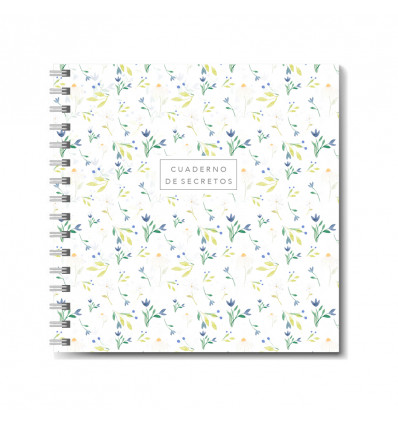 Cuaderno de espiral Flores azules y verdes