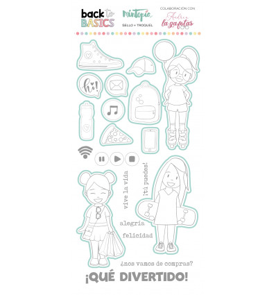 Sello y troquel coordinado Cosas de chicas Back to Basics
