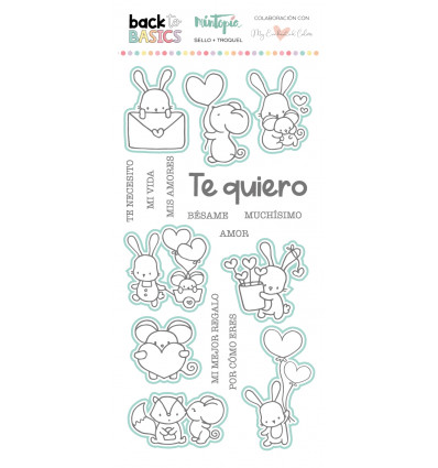 Sello y troquel coordinado Te quiero Back to Basics