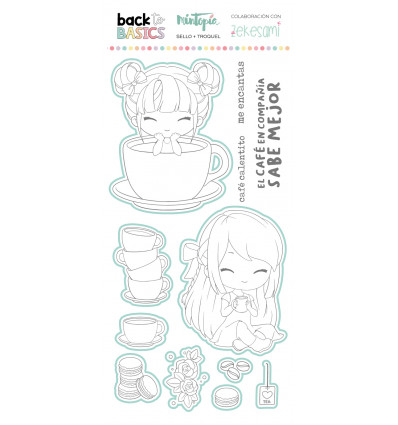 Sello y troquel coordinado Café Back to Basics