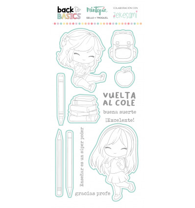 Sello y troquel coordinado Vuelta al cole Back to Basics