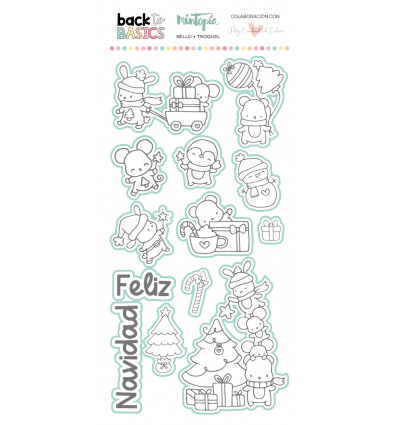 Sello y troquel coordinado Feliz Navidad Back to Basics
