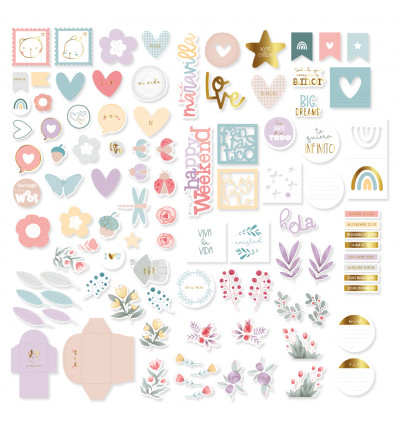 Die cuts palabras y frases Chibi en el Bosque